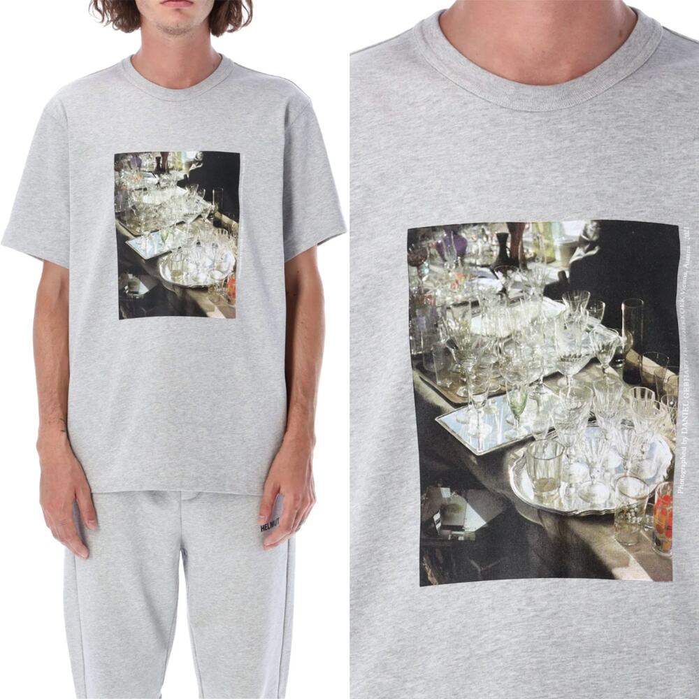 Helmut Lang Men's Vienna Photo Gray Postcard Graphic Short Sleeve Tee Size XXL